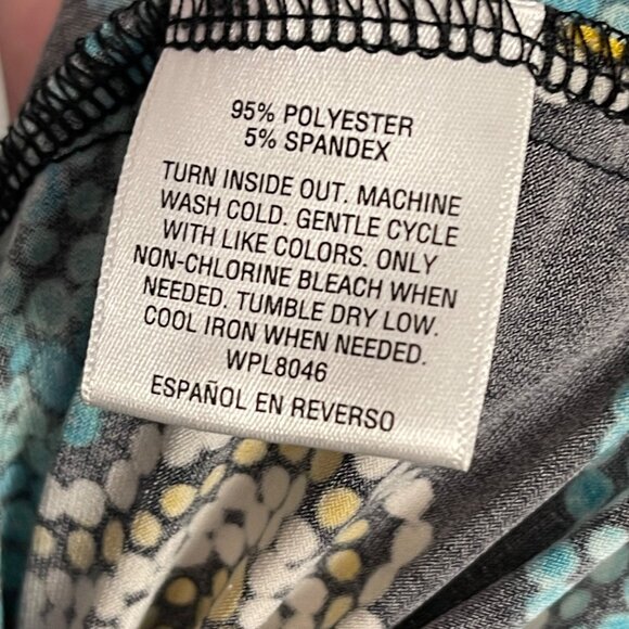 JM Collection Women's Geometric Print Top XLarge teal yellow black white - Picture 4 of 5